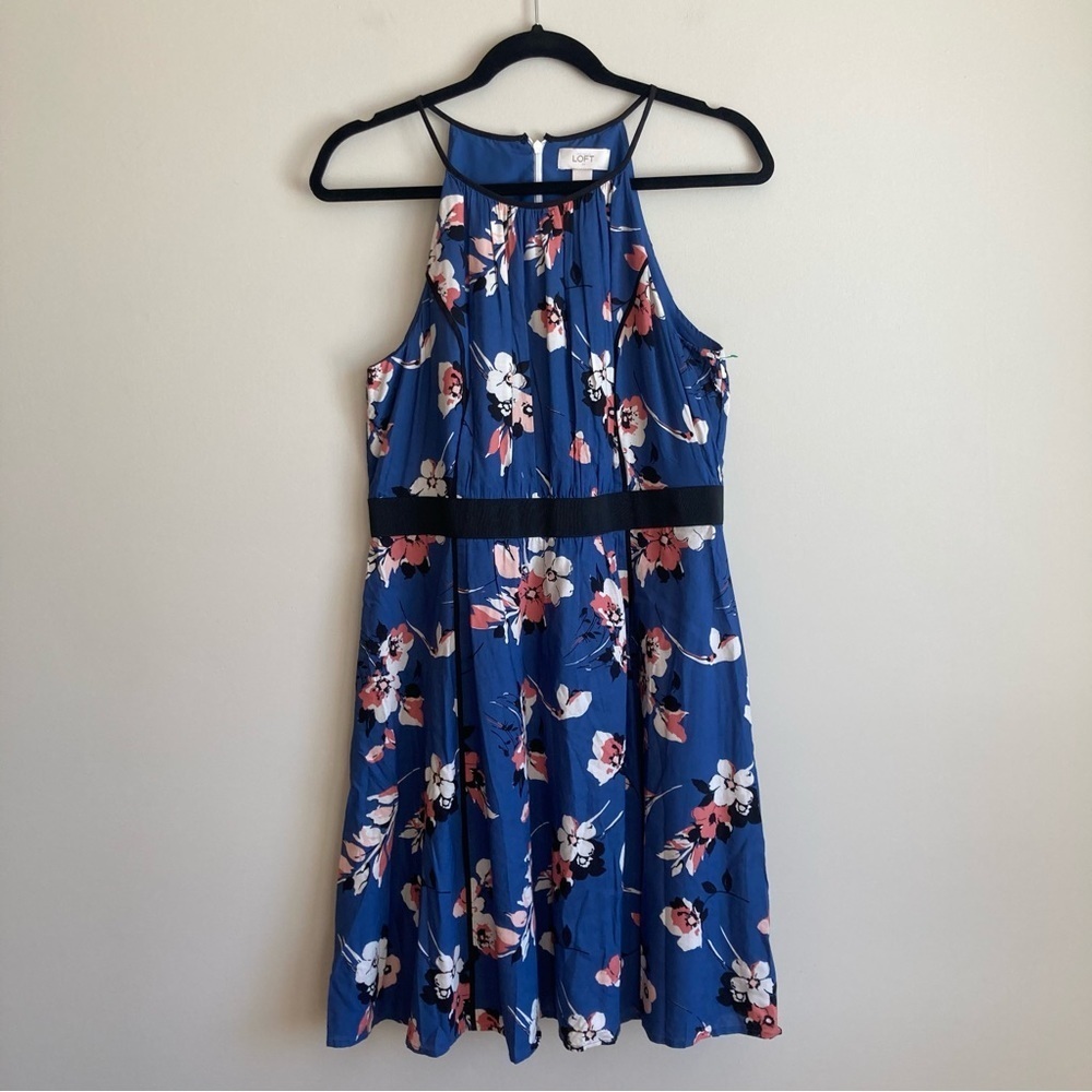 Mwt Loft Halter Fit Flare Floral Dress 6